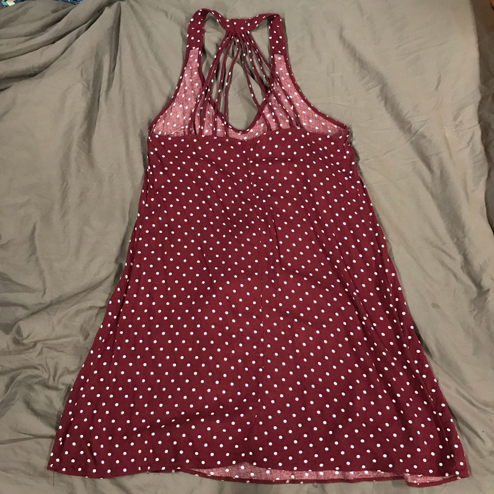 American Eagle Burgundy Dress w Polka Dots- Size S - Picture 3 of 5